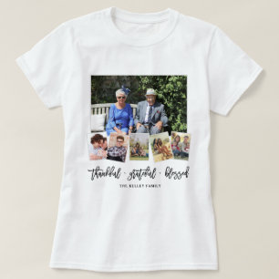 Thankful, Personalised 6 Photo Family Collage T-Shirt