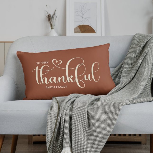 Thankful Personalised Brown Fall Lumbar Cushion (Creator Uploaded)