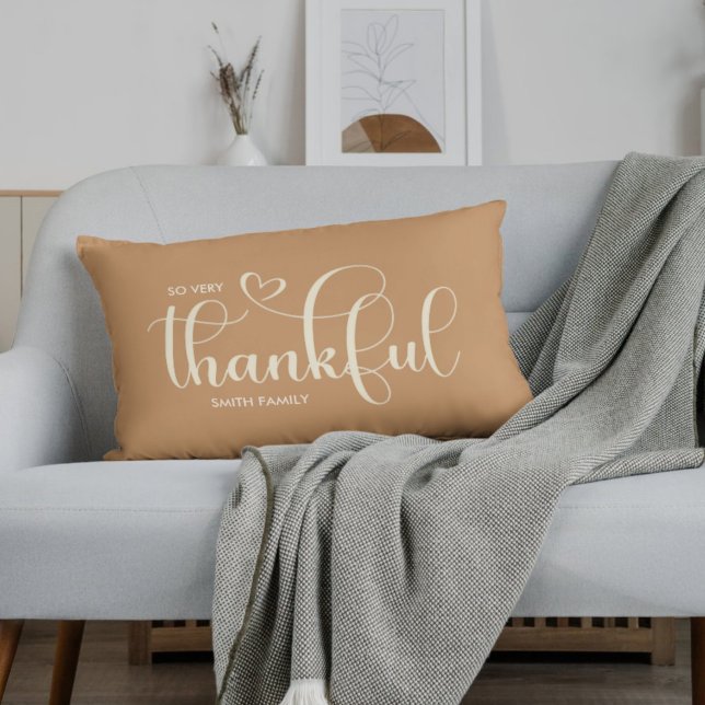 Thankful Personalised Orange Fall Autumn Lumbar Cushion (Creator Uploaded)