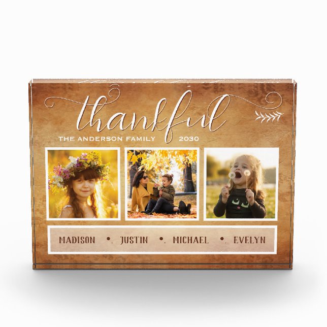 Thankful Photo Collage Thanksgiving Vintage (Front)