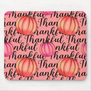 Thankful Pink Pumpkin -Elegant Fall & Thanksgiving Mouse Mat