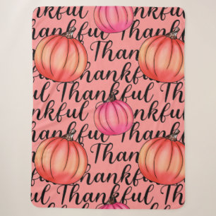 Thankful Pink Pumpkin -Elegant Fall & Thanksgiving Sherpa Blanket