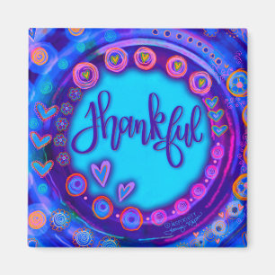 Thankful Pretty Hearts Colorful Inspirivity Magnet
