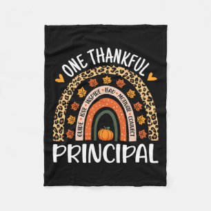 Thankful Principal Thanksgiving Rainbow Leopard Pr Fleece Blanket