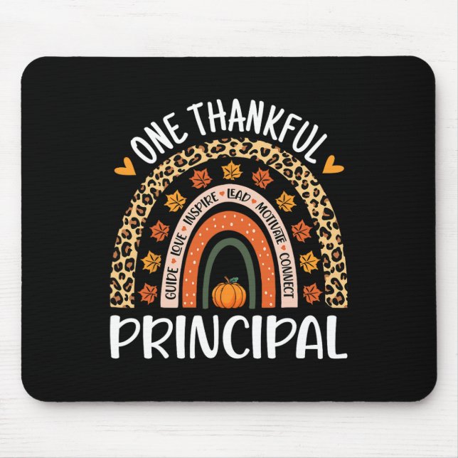 Thankful Principal Thanksgiving Rainbow Leopard Pr Mouse Mat (Front)