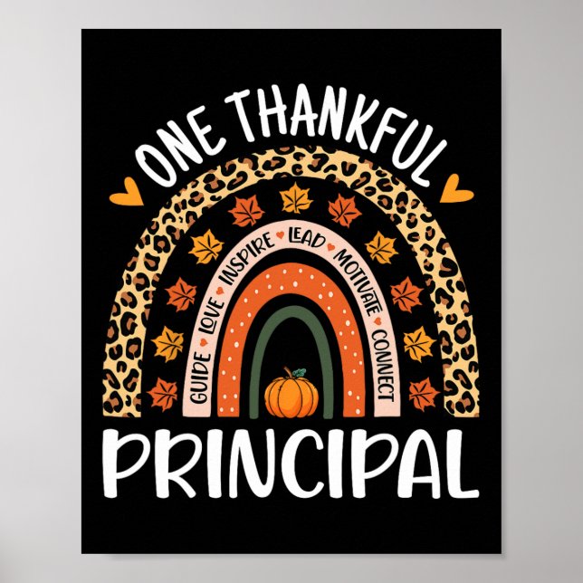 Thankful Principal Thanksgiving Rainbow Leopard Pr Poster (Front)