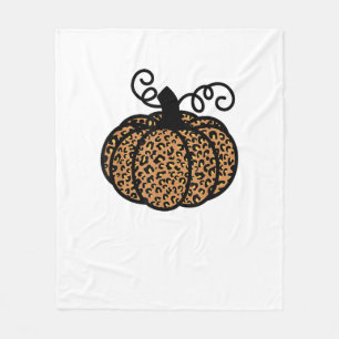 Thankful Printed Leopard Pumpkin for Thanksgiving  Fleece Blanket