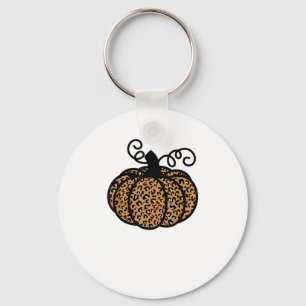 Thankful Printed Leopard Pumpkin for Thanksgiving Key Ring