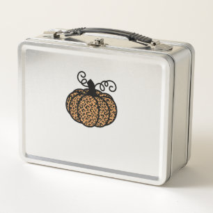 Thankful Printed Leopard Pumpkin for Thanksgiving Metal Lunch Box