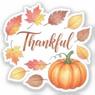 Thankful Pumpkin & Autumn Leaves