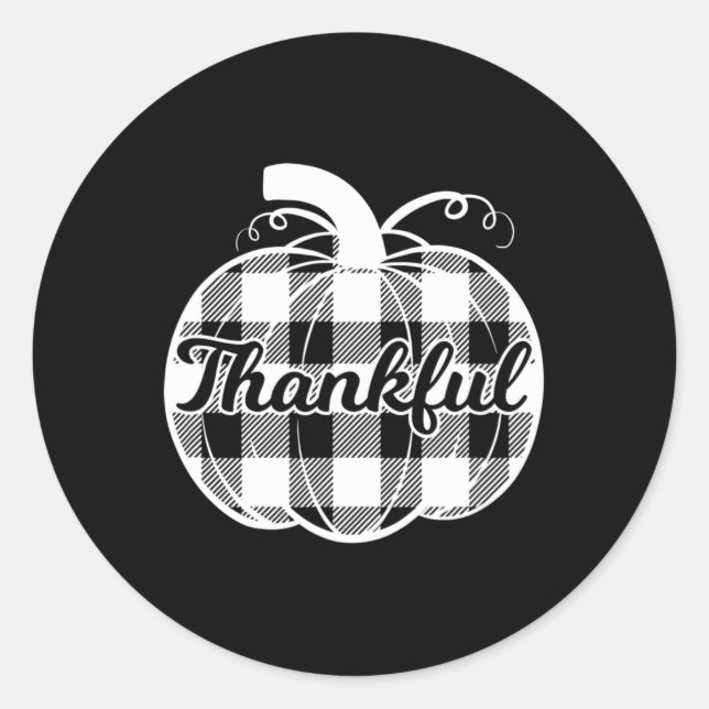 Thankful Pumpkin Cute Thanksgiving Fall Autumn Pla Classic Round Sticker (Front)