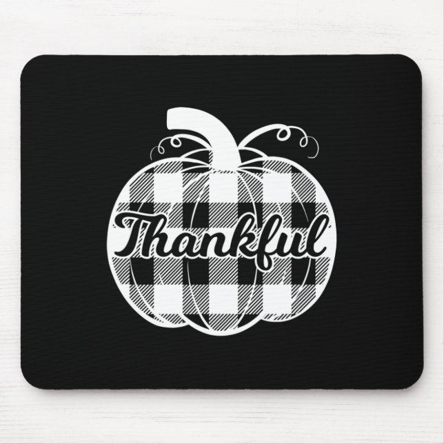 Thankful Pumpkin Cute Thanksgiving Fall Autumn Pla Mouse Mat (Front)