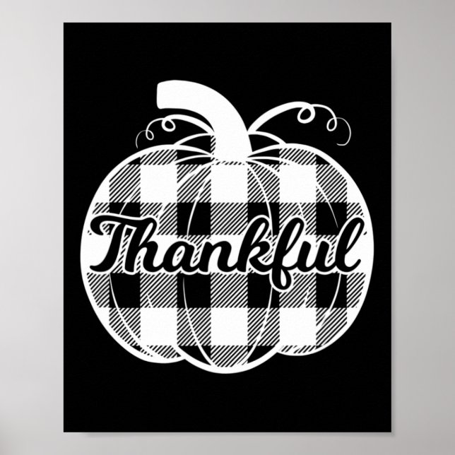 Thankful Pumpkin Cute Thanksgiving Fall Autumn Pla Poster (Front)