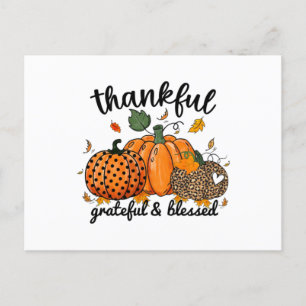 Thankful Pumpkin Grateful And Blessed Postcard