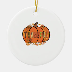 Thankful Pumpkin Thanksgiving T-Shirt - Gifts - De Ceramic Tree Decoration