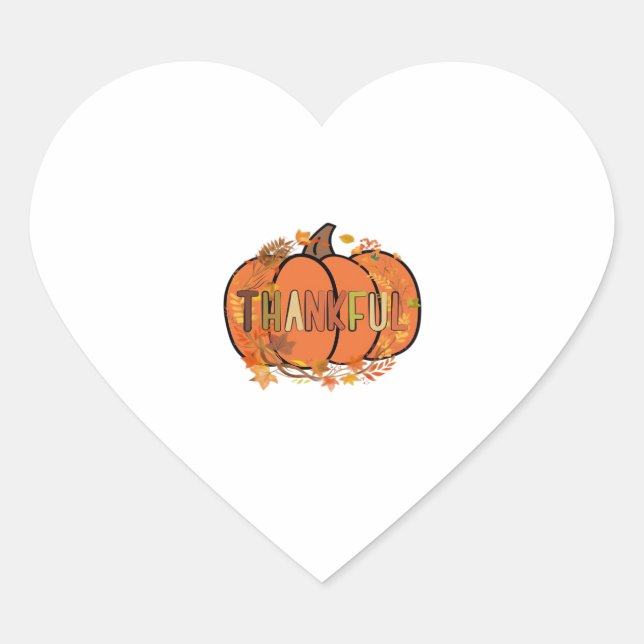 Thankful Pumpkin Thanksgiving T-Shirt - Gifts - De Heart Sticker (Front)