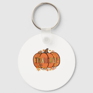 Thankful Pumpkin Thanksgiving T-Shirt - Gifts - De Key Ring