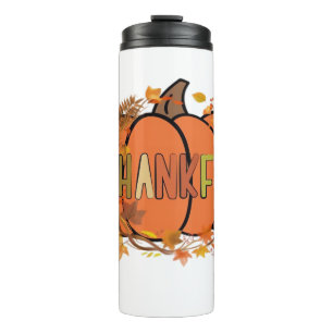 Thankful Pumpkin Thanksgiving T-Shirt - Gifts - De Thermal Tumbler
