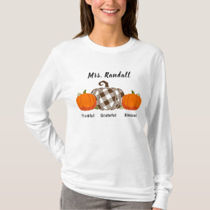 Thankful Pumpkin Thanksgiving Teacher's T-shirt