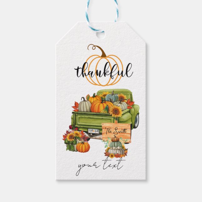 Thankful Pumpkin truck Gift Tags (Front)