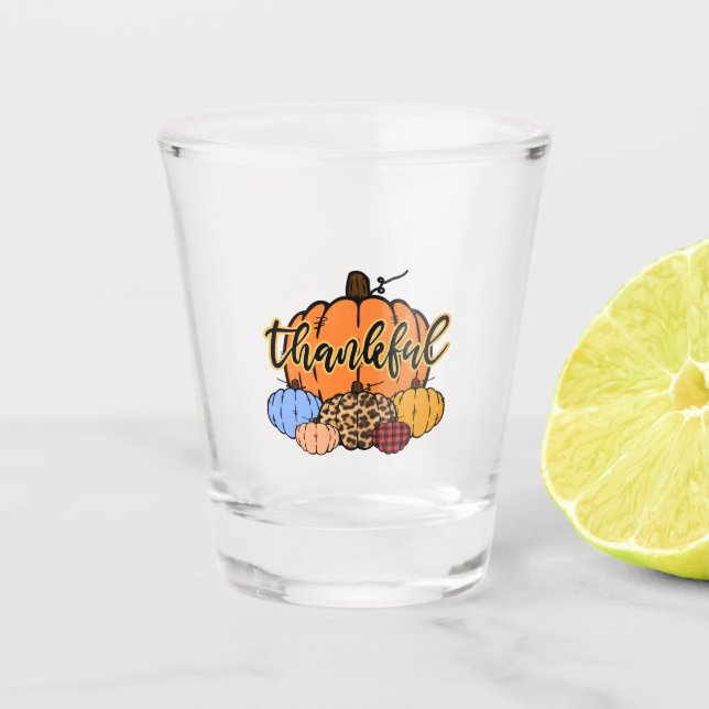 Thankful Pumpkins Shot Glass (Front)