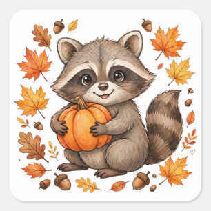 Thankful Racoon Pumpkin Thanksgiving Sticker
