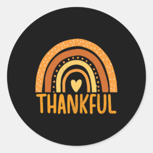 Thankful Rainbow Thanksgiving Fall Season Autumn  Classic Round Sticker