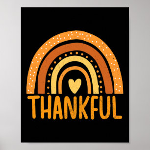Thankful Rainbow Thanksgiving Fall Season Autumn Poster