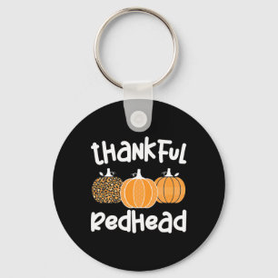 Thankful Redhead Thanksgiving Red-haired Woman 1 Key Ring