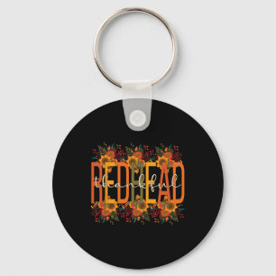 Thankful Redhead Thanksgiving Red-Haired Woman Key Ring