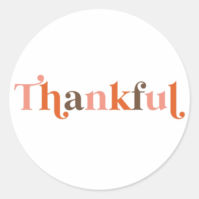 Thankful Retro Font Thanksgiving Classic Round Sticker (Front)