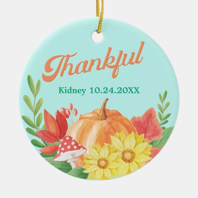 Thankful Retro Vibes Transplant Custom Ceramic Tree Decoration (Front)