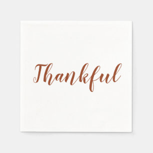 Thankful rust cinnamon white script thanksgiving napkin