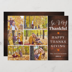 Thankful Rustic Fall thanksgiving family photo Holiday Card
