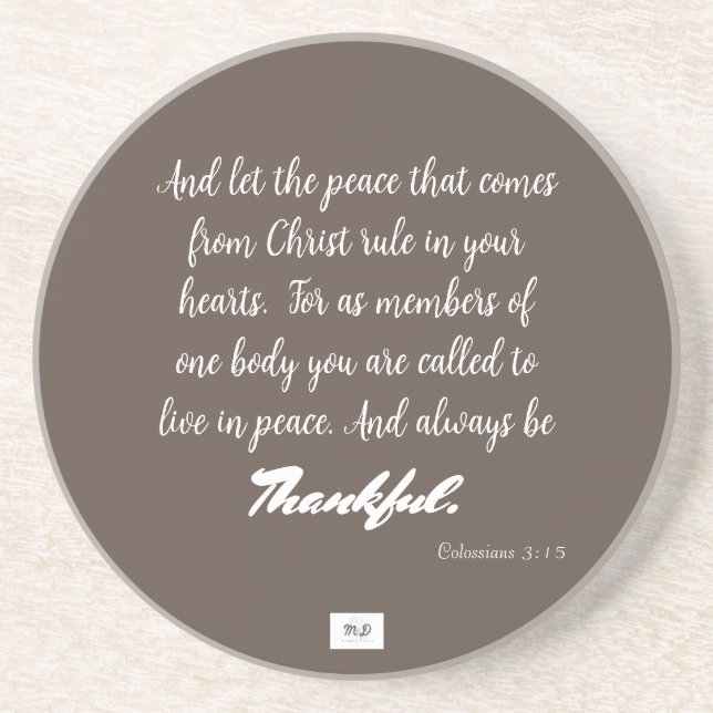 Thankful Sandstone Coaster (Front)