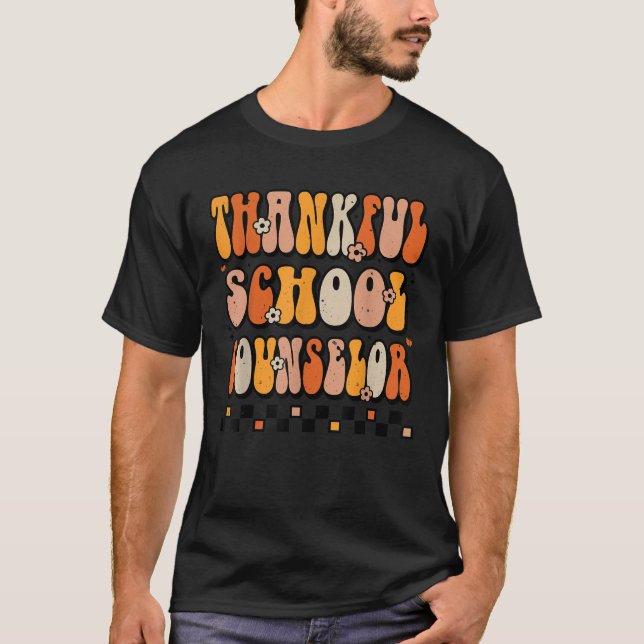 Thankful School Counsellor Groovy Thanksgiving Cou T-Shirt (Front)