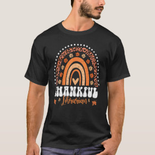 Thankful School Librarian Rainbow Leopard Print Th T-Shirt