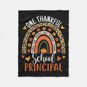 Thankful School Principal Thanksgiving Rainbow Leo Fleece Blanket