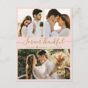 Thankful Script Photo Collage Wedding Thank You Po Postcard