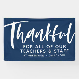 Thankful script Teacher Appreciation navy blue Banner