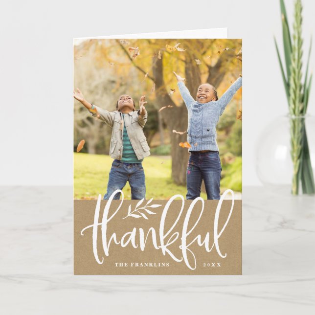 Thankful Season | Thanksgiving Photo Folded Card (Front)