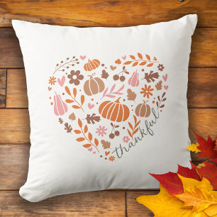 Thankful Seasonal Fall Heart Graphic Cushion