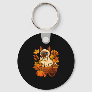 Thankful Siamese Cat Kitten Thanksgiving Pumpkin P Key Ring