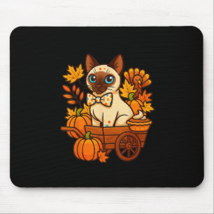 Thankful Siamese Cat Kitten Thanksgiving Pumpkin P Mouse Mat