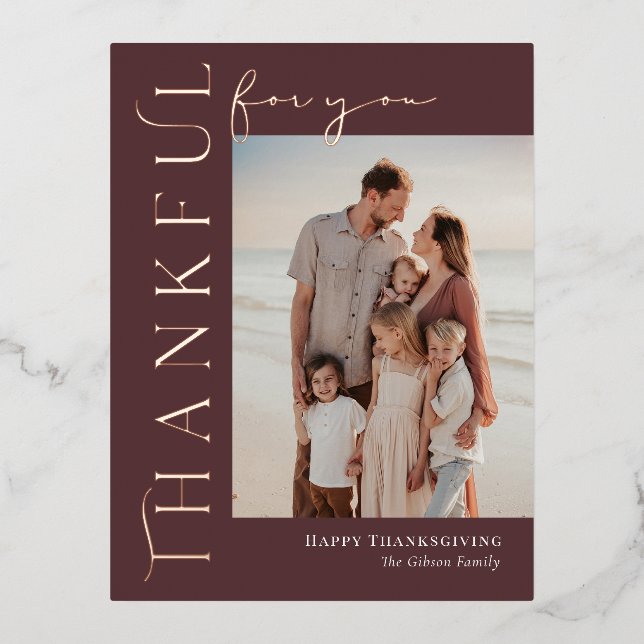 Thankful Side Foil Photo Thanksgiving Postcard (Front)