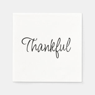 Thankful simple handwritten script thanksgiving  napkin