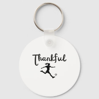 Thankful Soccer Player Girl Thanksgiving Footller  Key Ring