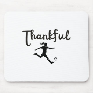 Thankful Soccer Player Girl Thanksgiving Footller  Mouse Mat