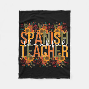 Thankful Spanish Teacher Thanksgiving Spanish Teac Fleece Blanket