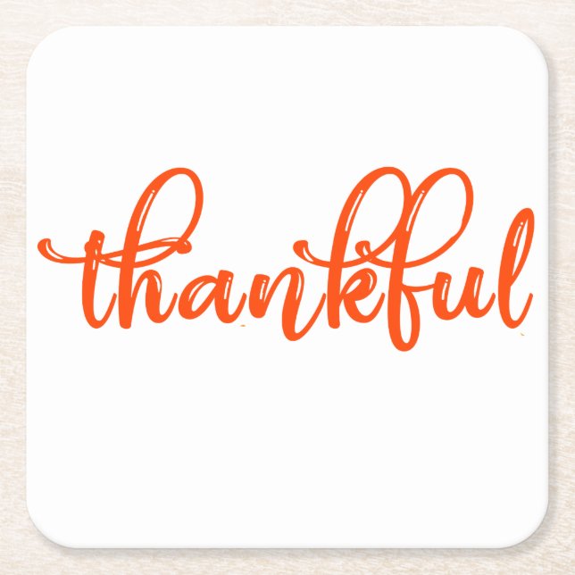 Thankful Square Paper Coaster (Front)